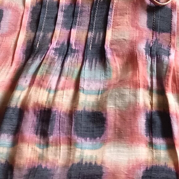 Cotton Boho Blue & Pink Indigo Rose Top w/Short Ruffled, Med. Great for Jeans. - Picture 4 of 4